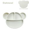 Bear Silicone Suction Food Plate with Silicone Lid - Oatmeal
